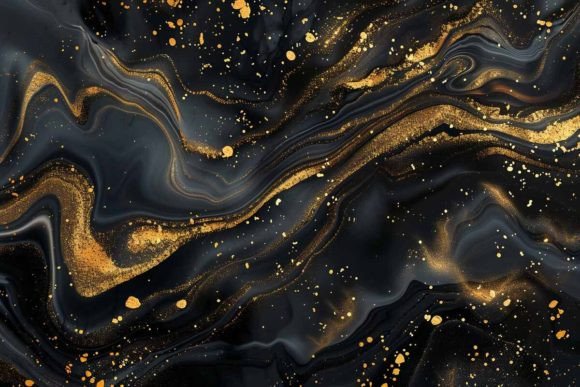Abstract Modern Black Gold Liquid Marble: A Premium Font
