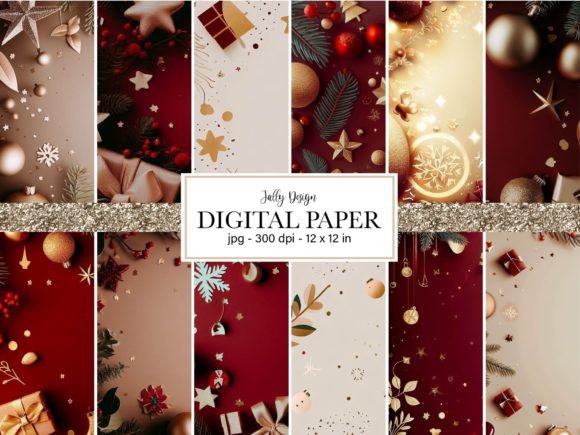 Aesthetic Christmas Frame Digital Paper for Festive Projects