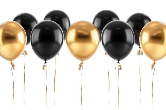 Black and Gold Balloons Background Wallp