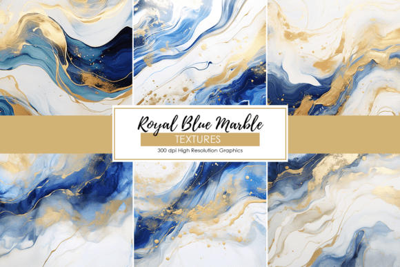 Blue & Gold Marble Digital Papers: Elevate Your Designs