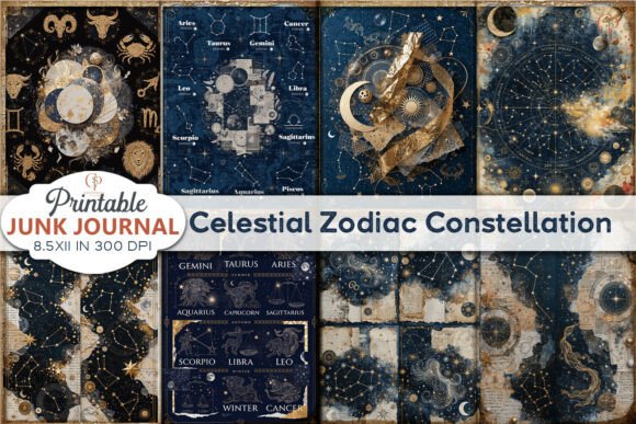 Celestial Zodiac Constellation Junk Journal Pages: A Guide