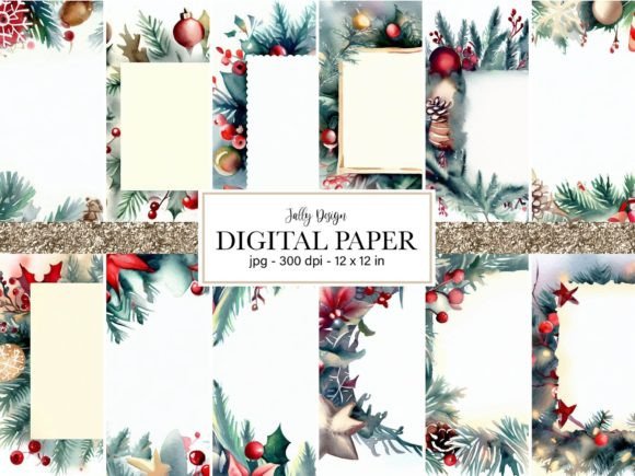 Christmas Frame Watercolor Digital Paper: Your Festive Design Asset