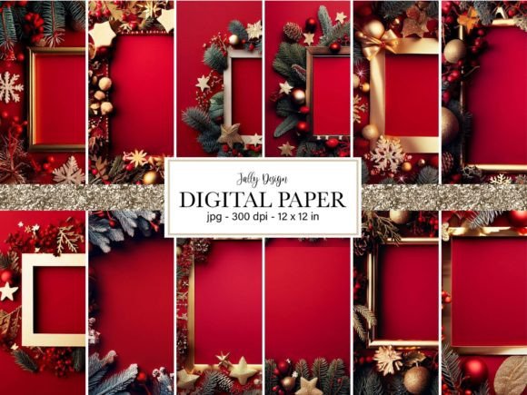 Christmas Frames with Red Background: A Designer's Festive Toolkit