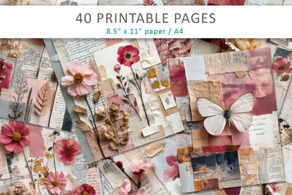 Crafting a Soft, Romantic Aesthetic with Vintage Botanical Collage Pages