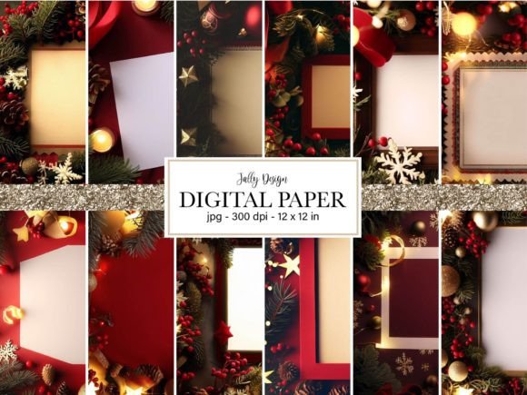 Elegant Christmas Frame Digital Paper: A Designer's Toolkit