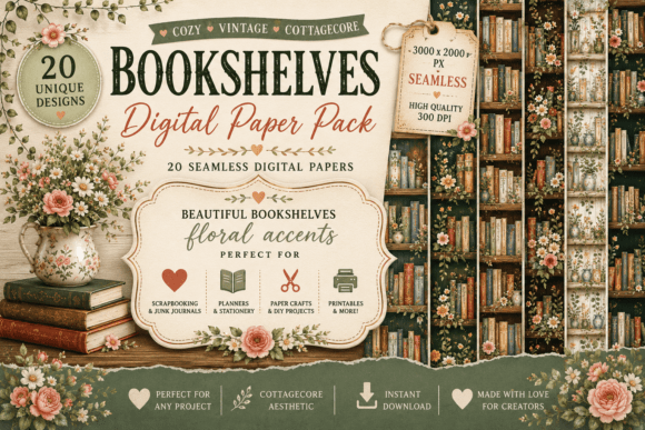 Forest Fairy Bookshelf Seamless Patterns: A Designer's Enchanted Toolkit