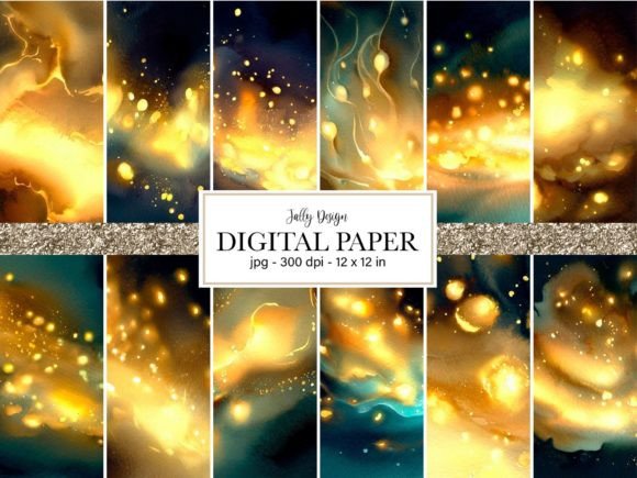 Golden Bioluminiscent Digital Paper: 12 Stunning Textures