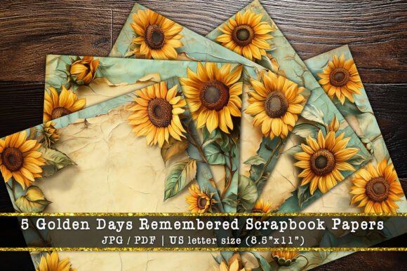 Golden Days Remembered: Sunflower Scrapbook Paper for Warmth