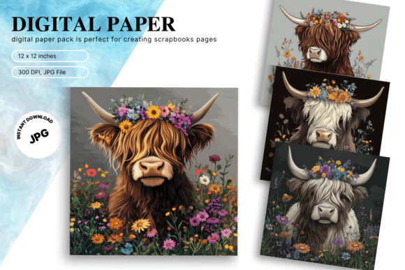 Highland Cow Background Wallpaer Wallart: A Rustic Digital Asset