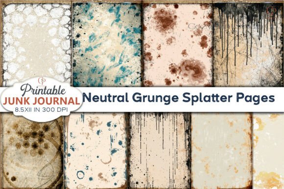 Neutral Grunge Splatter Pages: The Ultimate Junk Journal Resource