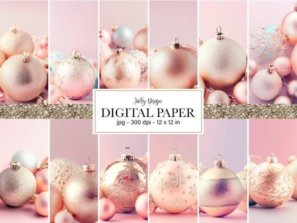 Pink Christmas Ornaments Digital Paper: A Creative Asset