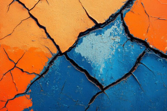 Transform Your Projects with This Cracked Blue and Orange Paint Background