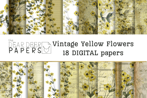 Unfolding Vintage Charm: A Look at the Yellow Flowers Junk Journal Pages