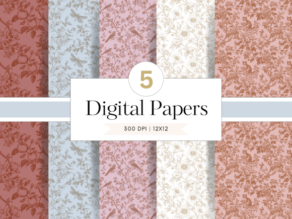 Using Vintage Garden Toile Digital Papers in Modern Design